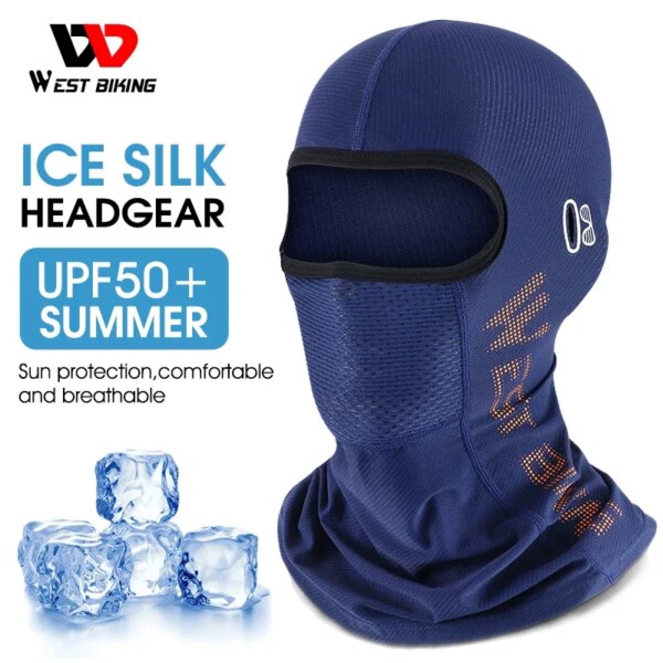 WEST BIKING Cool sombrero de hombre verano Anti-UV protector para todo el rostro pasamontañas para motocicleta seda de hielo transpirable casco de bicicleta máscara gorras de ciclismo