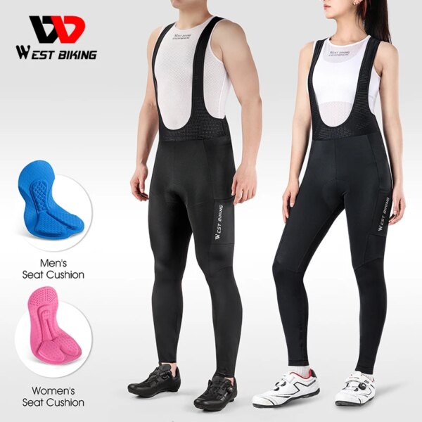 WEST BIKING-mallas con pechera para ciclismo, transpirables, de alta elasticidad, para primavera y verano, pantalones con pechera para hombre y mujer, equipo de ciclismo con absorción de impacto