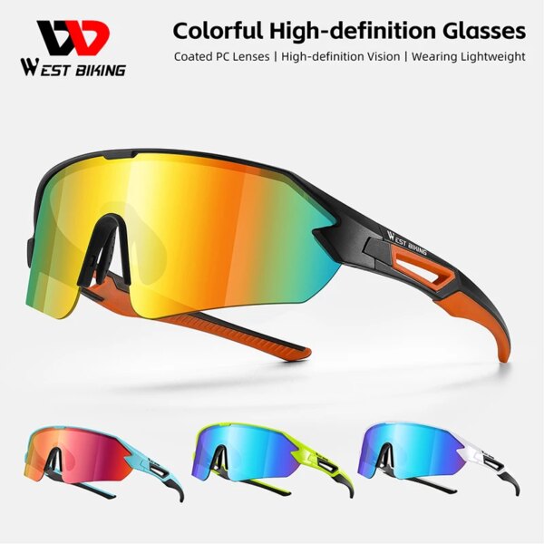 WEST BIKING-gafas de ciclismo con protección UV400, gafas de sol deportivas para hombre y mujer, gafas para bicicleta de montaña y carretera, gafas con revestimiento colorido