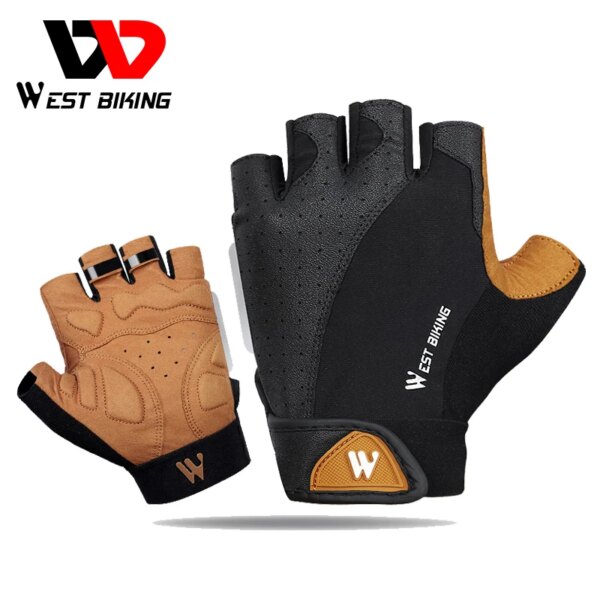 WEST BIKING-guantes de ciclismo para hombre y mujer, manoplas de medio dedo a prueba de golpes, resistentes al desgaste, transpirables, equipo deportivo para bicicleta