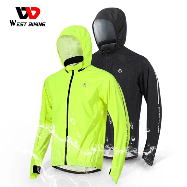 WEST BIKING-Chaqueta impermeable para ciclismo de montaña, chaqueta para bicicleta de carretera, chubasquero con capucha, reflectante, a prueba de viento, ropa deportiva para bicicleta