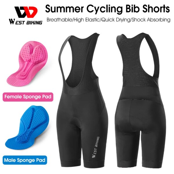 WEST BIKING Ciclismo pantalones cortos acolchados hombres mujeres 3D a prueba de golpes cojín Ciclismo fresco transpirable medias de compresión pantalones cortos