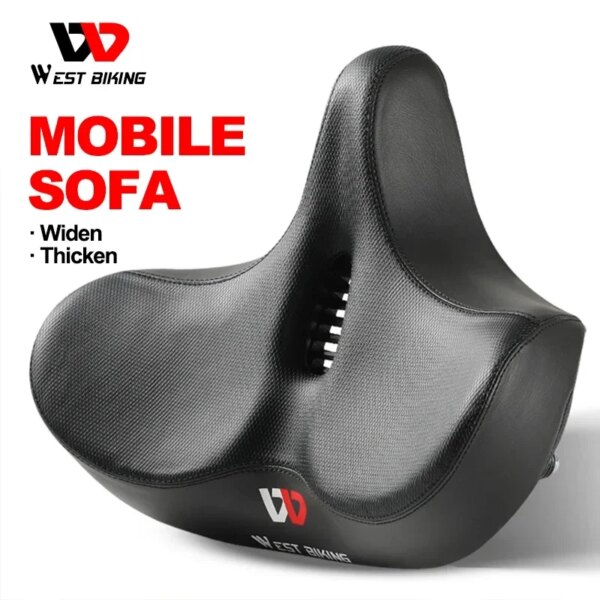 WEST BIKING-sillín de bicicleta ergonómico de gran trasero, cojín grueso y ancho, asiento de ciclismo cómodo y transpirable, sillín de bicicleta de carretera MTB