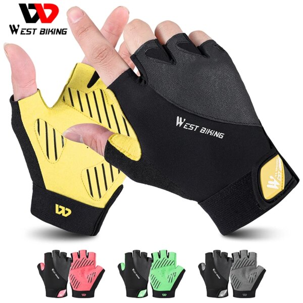 WEST BIKING-guantes de ciclismo de medio dedo, para deportes al aire libre, MTB, almohadilla para bicicleta, transpirables, para pesca y ciclismo