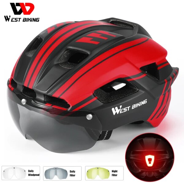 WEST BIKING-gafas para ciclismo de montaña, casco ultraligero para hombre y mujer, con lentes reemplazables