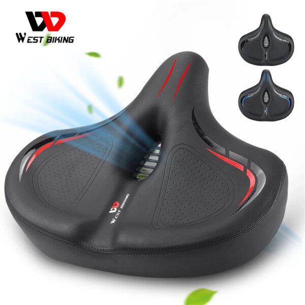 WEST BIKING-Asiento de bicicleta de montaña de gran tamaño, asiento ancho tipo sofá, cómodo sillín, bicicleta eléctrica Universal, asiento de bicicleta estacionaria para ejercicio