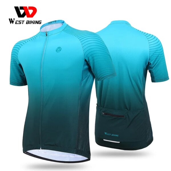 WEST BIKING-Camiseta de ciclismo profesional para hombre, Camiseta deportiva de manga corta, camiseta fresca de secado rápido para equipo de bicicleta de montaña y carretera, ropa de ciclismo