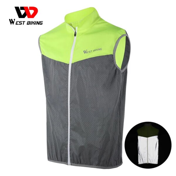 WEST BIKING-Chaleco reflectante para ciclismo para hombre y mujer, chalecos de seguridad para bicicleta, sin mangas, transpirable, de secado rápido, chaqueta para correr de noche, chaleco deportivo