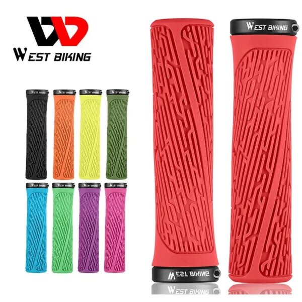 WEST BIKING-empuñaduras de goma para bicicleta, mango antideslizante para BMX, puños de bloqueo de aleación de aluminio, accesorios para manillar de bicicleta