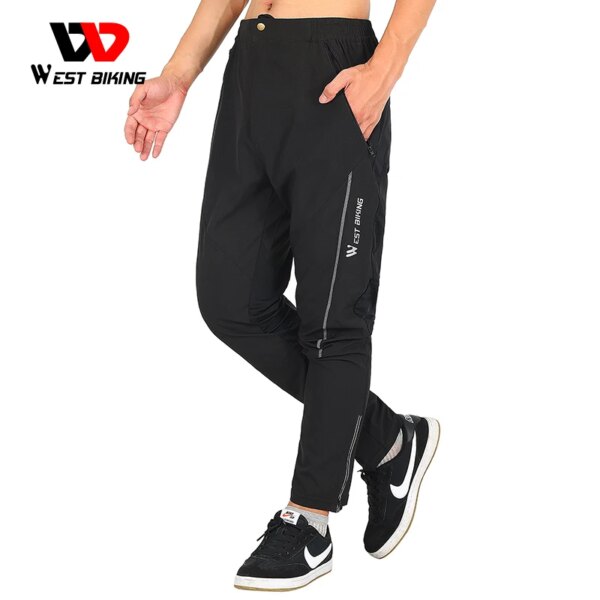 WEST BIKING Primavera Verano MTB Pantalones deportivos para hombres de secado rápido reflectante rayas Jogger pantalones para correr Golf al aire libre pesca senderismo