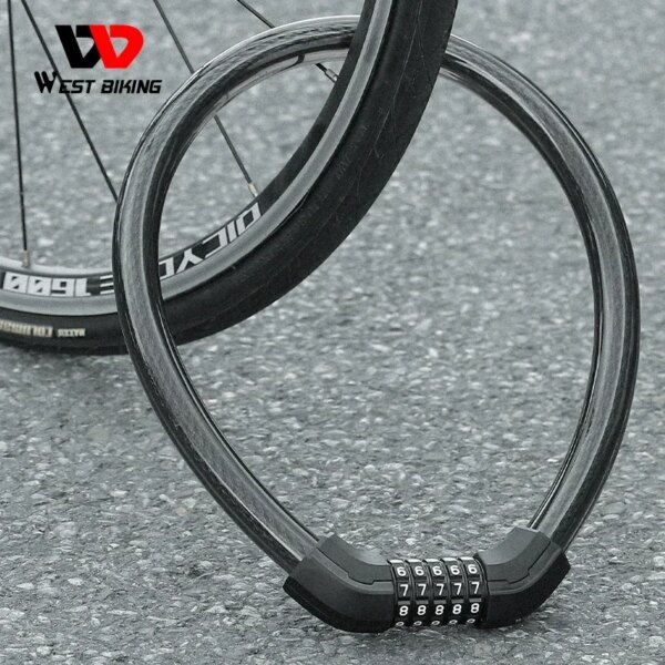 WEST BIKING-cerradura de combinación de Cable grueso, candado antirrobo de alta resistencia para bicicleta, resistente al agua, con código, para puerta, Scooter, rueda de bicicleta eléctrica