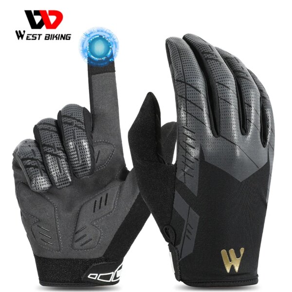 WEST BIKING-guantes de ciclismo con pantalla táctil, almohadilla antideslizante a prueba de golpes, transpirables, para ciclismo de montaña, deporte, Fitness, correr y bicicleta