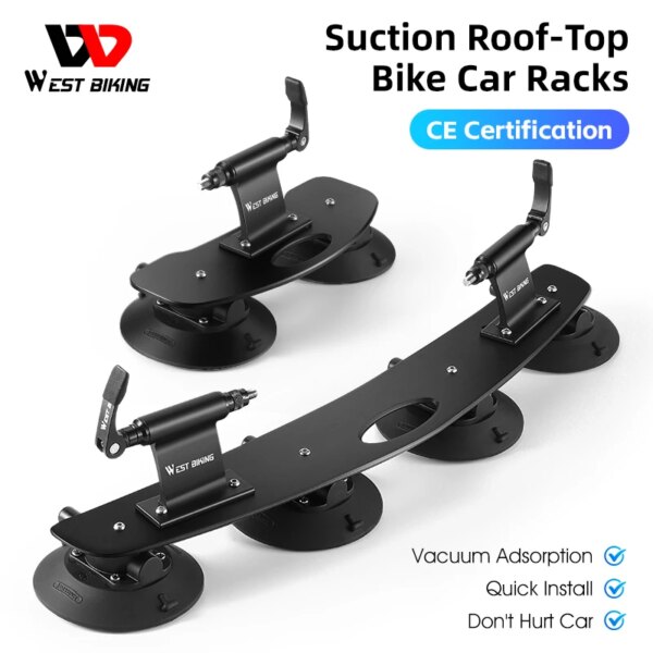 WEST BIKING-portabicicletas de techo con succión al vacío, soporte Universal para bicicleta de montaña y coche, con ventosa, para techo de coche y carretera