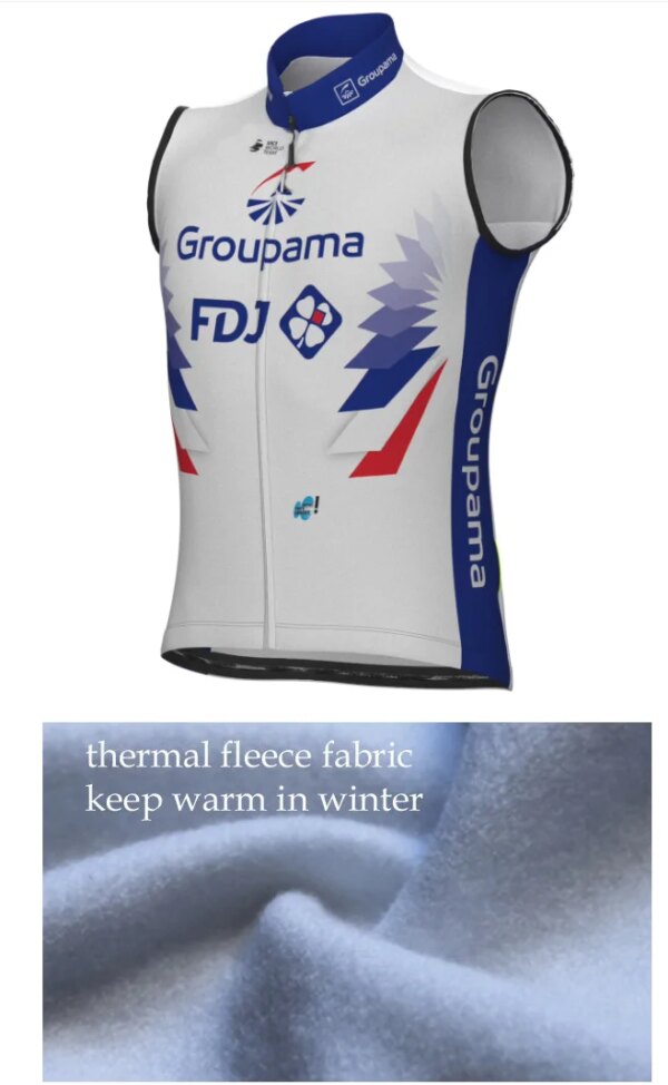 Chaleco de Ciclismo sin mangas para equipo GROUPAMA FDJ, ropa térmica de lana para invierno, Maillot para bicicleta de montaña, 2022