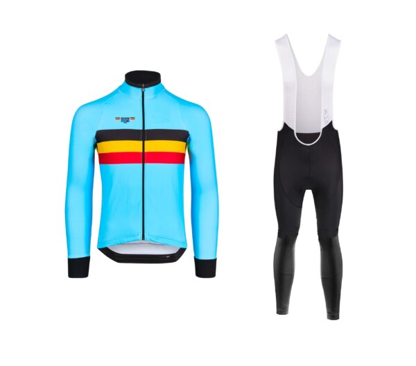 Jersey de ciclismo del equipo nacional de Bélgica, ropa térmica de lana de invierno, ropa de bicicleta de manga larga con pantalones con pechera, 2023