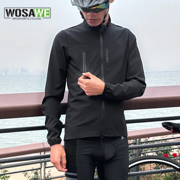 WOSAWE-Chaqueta de ciclismo ligera a prueba de viento, tejido elástico con 2 bolsillos traseros grandes, 3 estaciones, novedad de 2023