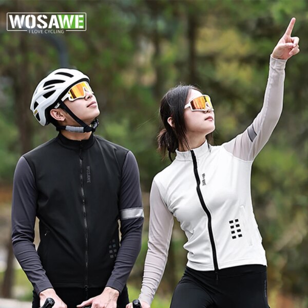 WOSAWE-Chaqueta de ciclismo para hombre y mujer, abrigo térmico reflectante de lana para ciclismo de montaña, cortavientos de 5 a 15℃, invierno, 2023