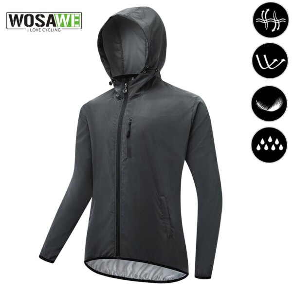 WOSAWE 2024 cortavientos reflectante para ciclismo para hombre, impermeable, a prueba de viento, chaqueta con capucha para bicicleta de carreras, abrigo para parabrisas de bicicleta