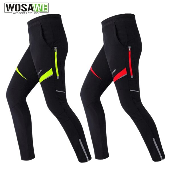 WOSAWE Otoño Invierno hombres MTB bicicleta ciclismo pantalones a prueba de viento bicicleta pantalones largos ropa térmica reflectante ropa deportiva de equitación