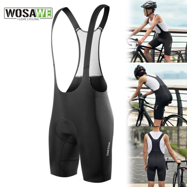 WOSAWE-pantalones cortos con pechera para ciclismo para hombre, transpirables, acolchados, para triatlón, Pro Licra, ropa de ciclismo de montaña