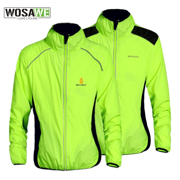 WOSAWE-Chaqueta de ciclismo ligera y transpirable, cortavientos para montar en bicicleta, reflectante, resistente al agua y a la lluvia, chaqueta para bicicleta