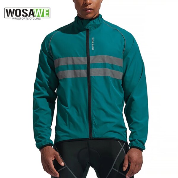 WOSAWE-Chaqueta de ciclismo para hombre, resistente al viento, impermeable, reflectante, ultraligera, para bicicleta de montaña, cortavientos