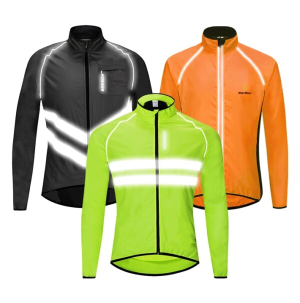 WOSAWE-Chaqueta de ciclismo para hombre, cortavientos, impermeable, transpirable, ligera, chaleco para montar en bicicleta, abrigo reflectante