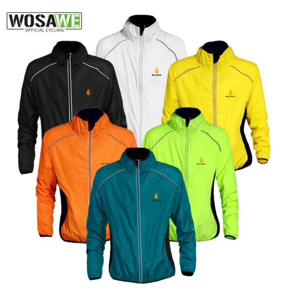 WOSAWE-Chaqueta de Ciclismo reflectante, Jerseys de manga larga para senderismo, correr, Ropa de Ciclismo, abrigo de viento, Ropa para bicicleta de montaña, repelente al agua