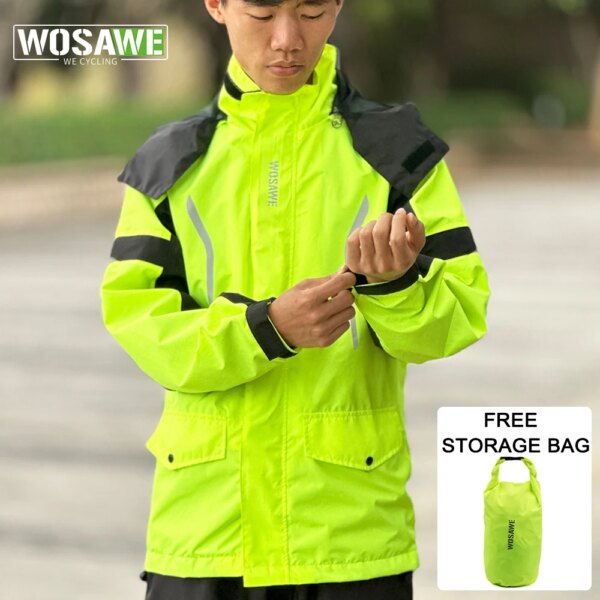 WOSAWE-chubasquero reflectante para ciclismo, impermeable, para acampar, traje, chaqueta para bicicleta de montaña y carretera, pantalones de lluvia, ropa para bicicleta, hombres y mujeres