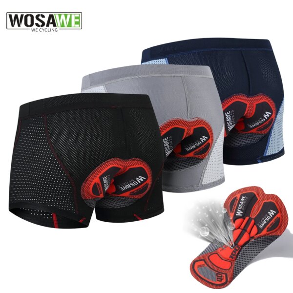 WOSAWE-pantalones cortos de ciclismo para hombre, ropa interior transpirable con relleno de Gel 5D, transpirable, protección de cadera, ropa interior para bicicleta de montaña MTB