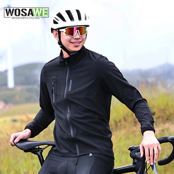 WOSAWE ropa de ciclismo cortavientos para ciclismo chaqueta de manga larga a prueba de viento para hombre MTB Jersey para bicicleta de carretera abrigo chaleco ligero para bicicleta