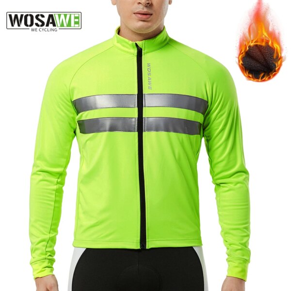 WOSAWE-ropa de Ciclismo para hombre, chaqueta de lana de invierno, ropa térmica de lana de manga larga, Maillot de Ciclismo, ropa para bicicleta de montaña