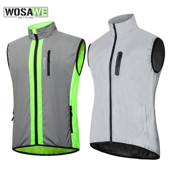 WOSAWE-Chaleco reflectante para ciclismo, chaqueta sin mangas para correr, resistente al viento, impermeable y transpirable