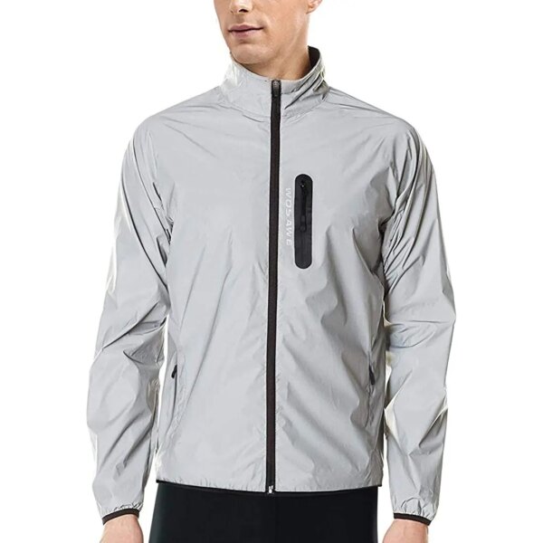 WOSAWE chaqueta reflectante completa para ciclismo, cortavientos para bicicleta de invierno y otoño, chaqueta impermeable suave a prueba de viento para correr, abrigo para hombre