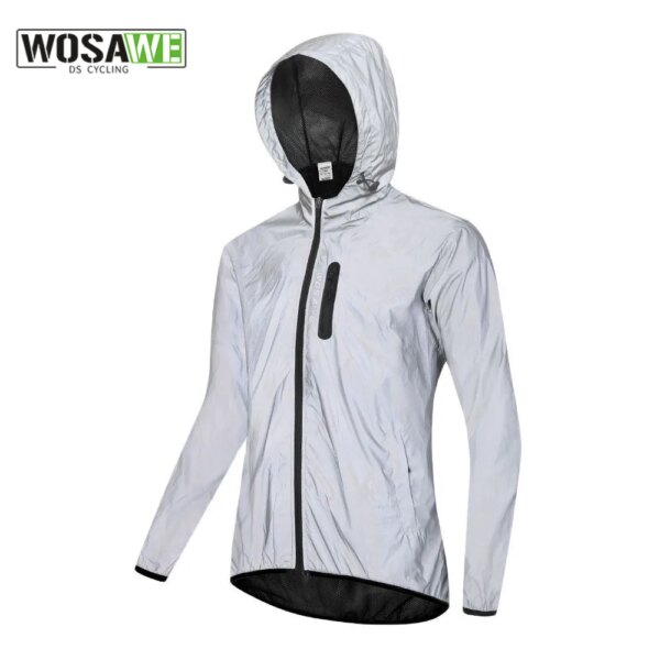 WOSAWE chaquetas de ciclismo reflectantes para hombre, abrigos para primavera y otoño, cortavientos con capucha, chaqueta impermeable suave a prueba de viento para bicicleta