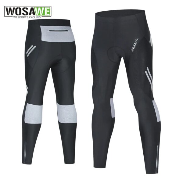 WOSAWE-pantalones de ciclismo con relleno de Gel para hombre, resistentes al viento, transpirables, de secado rápido, reflectantes, pantalones largos para ciclismo de montaña o de carretera