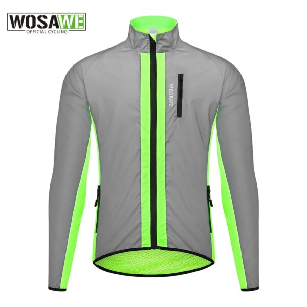 WOSAWE-Chaqueta de ciclismo de alta visibilidad para hombre, cortavientos de invierno a prueba de viento, brillante, para correr, impermeable, reflectante, cortavientos de invierno