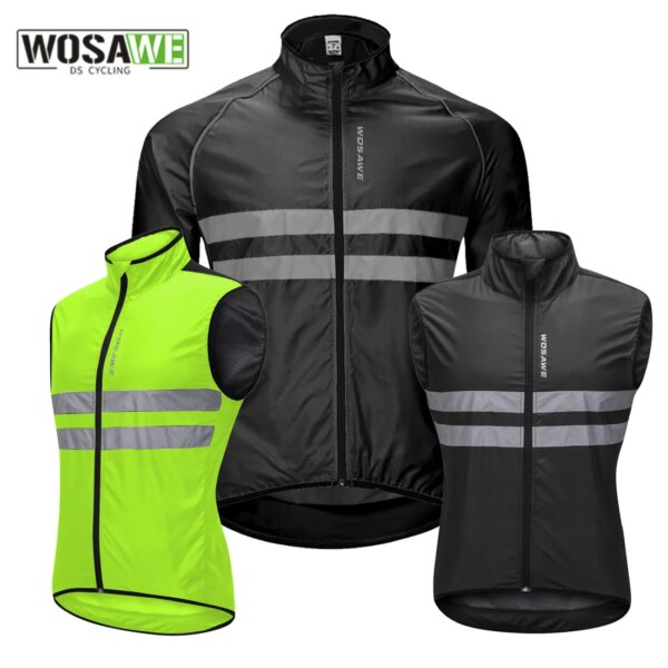 WOSAWE-Chaqueta de alta visibilidad resistente al agua para ciclismo, chaleco para correr, chaleco de advertencia de seguridad de conducción nocturna, ropa para ciclismo de montaña