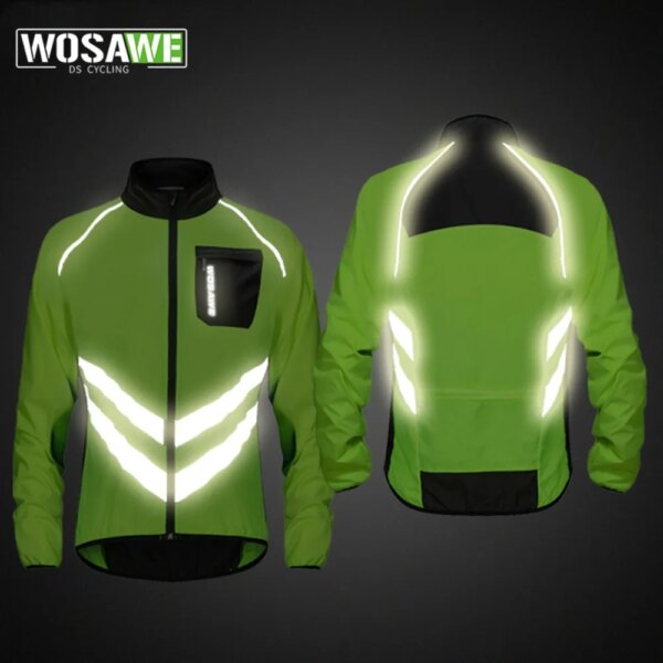 WOSAWE-cortavientos de alta visibilidad para ciclismo para hombre, impermeable, ligero, chaqueta de seguridad para ciclismo, impermeable, ropa para bicicleta de montaña