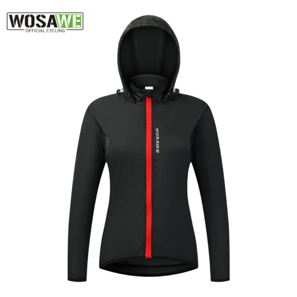 WOSAWE, chaquetas de ciclismo para mujer, ropa con capucha para montar en bicicleta, impermeable, a prueba de viento, camisetas de manga larga, abrigo reflectante para el viento