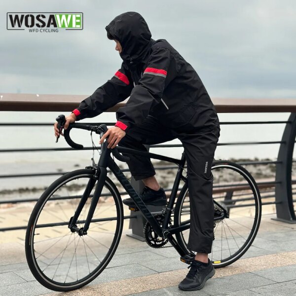 WOSAWE MTB bicicleta Ciclismo chaqueta conjuntos hombres mujeres impermeable a prueba de viento impermeable pantalones reflectantes traje Ropa de bicicleta Ropa Ciclismo