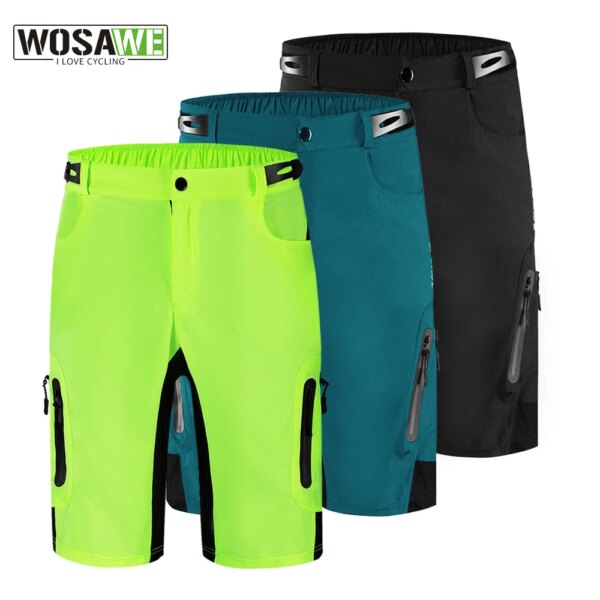 WOSAWE MTB pantalones cortos de ciclismo sueltos con Gel acolchado ropa interior de ciclismo pantalones de bicicleta pantalones cortos transpirables para bicicleta de montaña de descenso para hombres