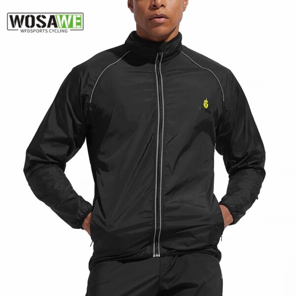 WOSAWE-Chaqueta de ciclismo para hombre, reflectante, ultraligera, impermeable, a prueba de viento, para bicicleta de montaña y carretera, cortavientos