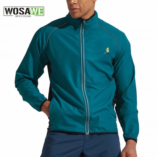 WOSAWE, chaqueta de ciclismo para hombre, camisetas impermeables a prueba de viento para bicicleta, ropa de ciclismo de montaña, cortavientos para correr, abrigo fino reflectante para bicicleta