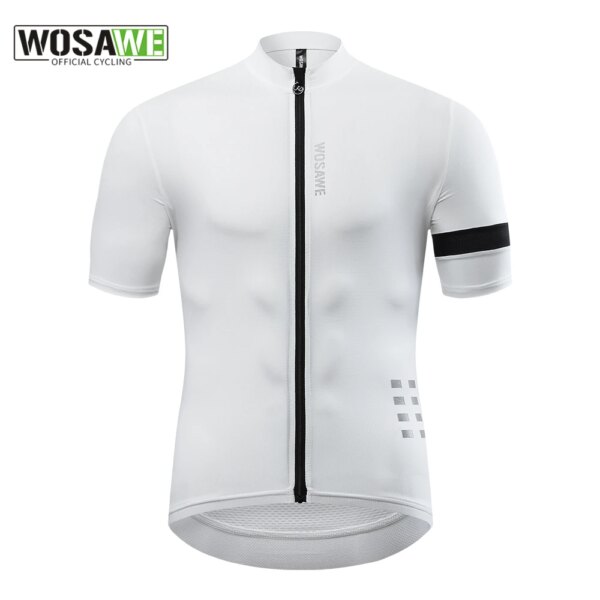 WOSAWE hombres ciclismo Jersey blanco MTB bicicleta camisas ropa de bicicleta manga corta reflectante verano Maillot camisas Jersey para descensos
