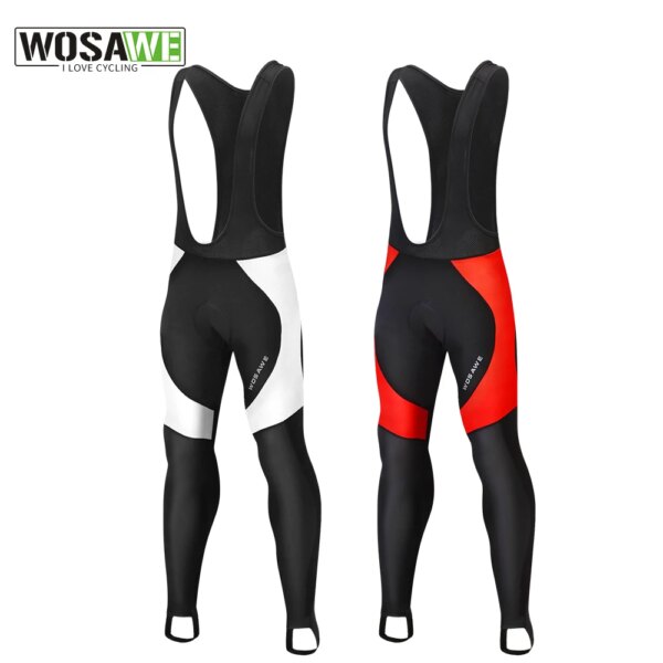 WOSAWE, pantalones largos de ciclismo para hombre, pantalones cortos térmicos reflectantes de invierno con tirantes, almohadilla de Gel para ciclismo, pantalones para bicicleta MTB