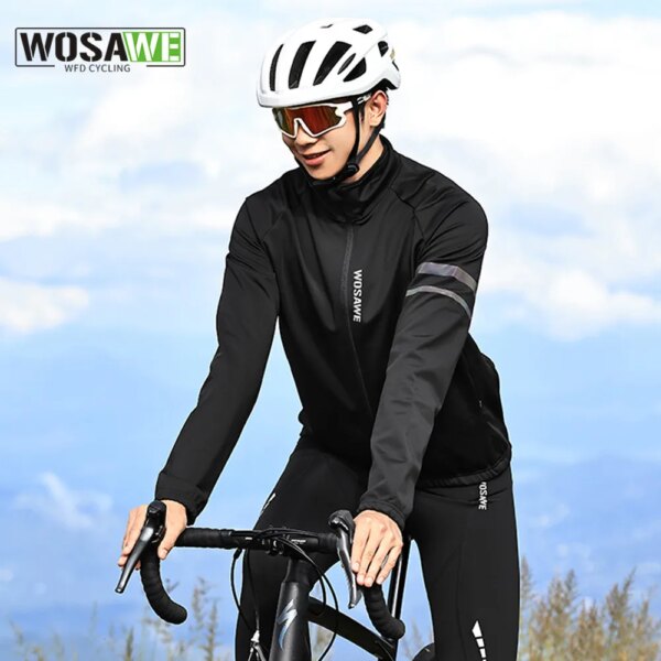 WOSAWE, chaqueta térmica de lana de manga larga para otoño e invierno para hombre, camiseta de ciclismo para hombre, camisetas para bicicleta, ropa para bicicleta al aire libre, abrigo