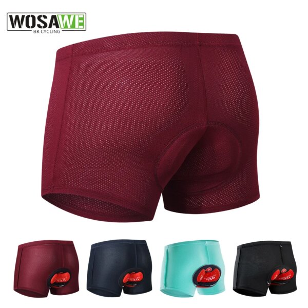 WOSAWE-pantalones cortos de bicicleta para hombre, ropa interior de ciclismo de malla transpirable, almohadilla de Gel 3D a prueba de golpes, pantalones cortos para bicicleta de montaña MTB