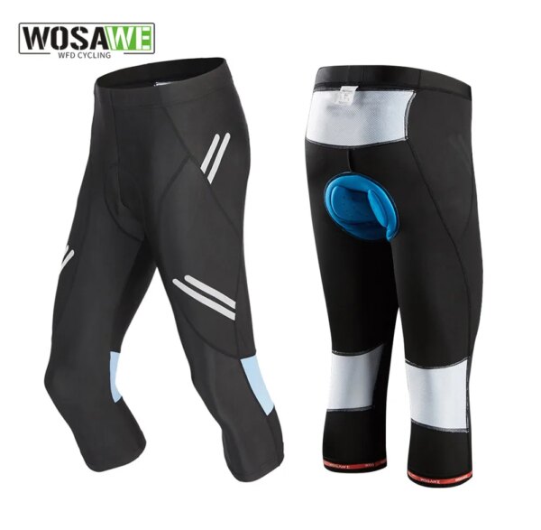 WOSAWE, pantalones cortos de ciclismo para hombre, mallas reflectantes para montar en bicicleta, ropa con relleno de Gel 3D, pantalones cortos giratorios para bicicleta de montaña