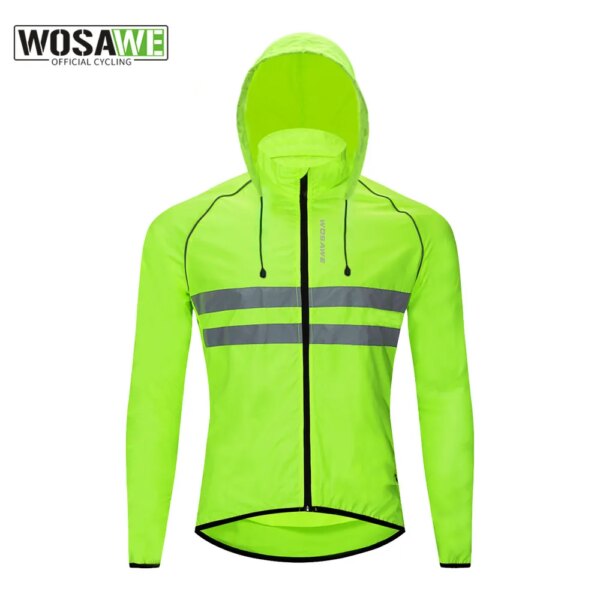 WOSAWE-Chaqueta de ciclismo para hombre, chaleco reflectante con capucha, abrigo de viento a prueba de viento, cortavientos para bicicleta de montaña, ropa para ciclismo